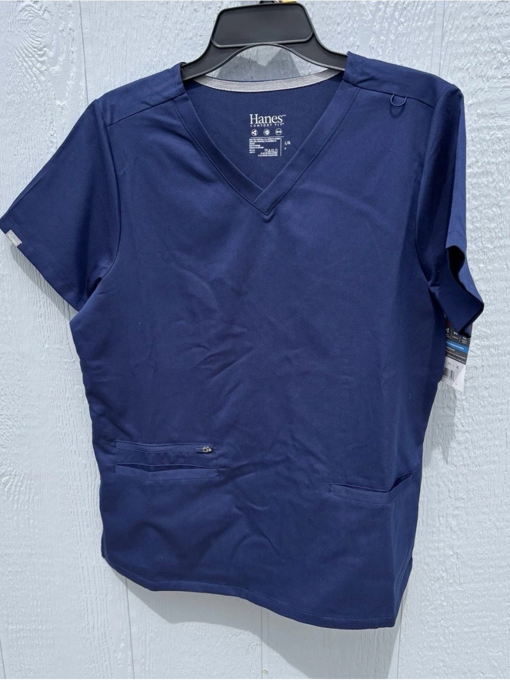 Hanes Navy V-Neck Scrub Top